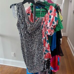 Silver Sequin Cocktail Dress - Sleeveless Sparkle